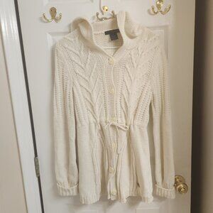 Calvin Klein Women’s Long Sleeve Button Up Cardigan Hooded Sweater Size M